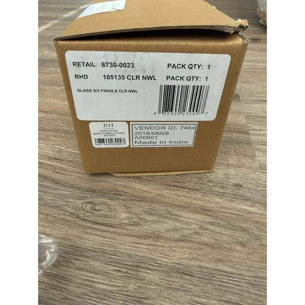 Restoration Hardware Baby & Child Vintage Glass Newel Finials Clear Set of 2 NIB